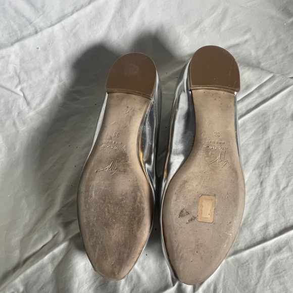 Giuseppe Zanotti leather silver peep toe flats with buckle - Picture 3 of 4